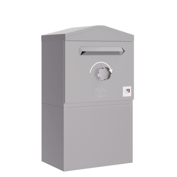 Pakketbrievenbus München met zadeldak - maat L in Agaatgrijs | Verwijdering vanaf de achterkant -  vrijstaand