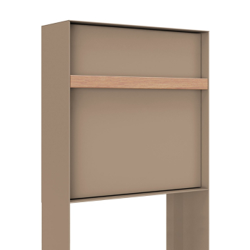 Vrijstaande brievenbus Oxford in Beige met houten handvat