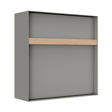 Oxford wandbrievenbus in grijs met houten handvat