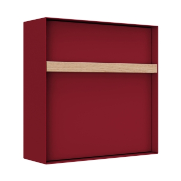 Oxford wandbrievenbus in rood met houten handvat