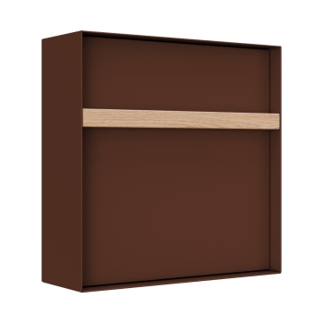 Oxford wandbrievenbus in bruin met houten handvat