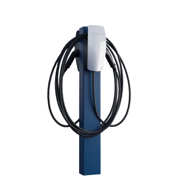 Tesla laadpaal VoltStand for Two met bodemanker in blauw