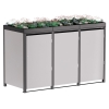 Vuilnisbak doos Emma voor 3 -  120L in  Lichtgrijs metallic met donkergrijs frame