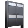 Brievenbus unit Base for Four in Antraciet met RVS inwerpklep