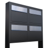 Brievenbus unit Elegance for Four in Zwart met RVS inwerpklep