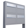 Brievenbus unit Elegance for Four in Grijs Metallic met RVS inwerpklep