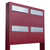 Brievenbus unit Elegance for Four in Rood met RVS inwerpklep