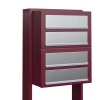 Brievenbus unit Cube for Four in Rood met RVS inwerpklep