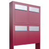 Brievenbus unit Base for Four in Rood met RVS inwerpklep