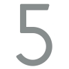 Modern huisnummer '' 5 '' - 245 mm in grijs metallic