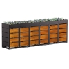 Vuilnisbak doos Egon voor 6 - 120L in Zwart met houten decor front