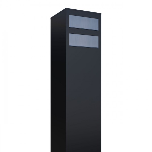 Postkastsysteem Monolith voor twee Zwart met RVS inwerpklep