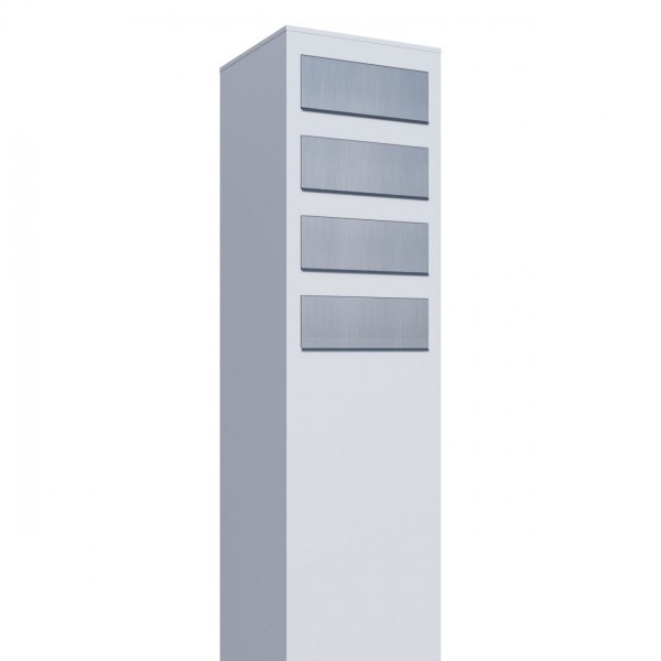 Postkastsysteem Monolith voor vier Wit met RVS inwerpklep