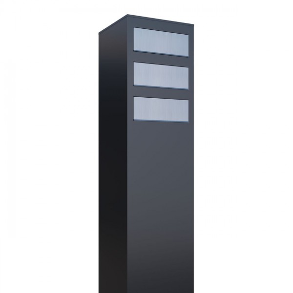 Postkastsysteem Monolith voor drie Zwart met RVS inwerpklep