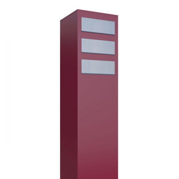 Postkastsysteem Monolith voor drie Rood met RVS inwerpklep