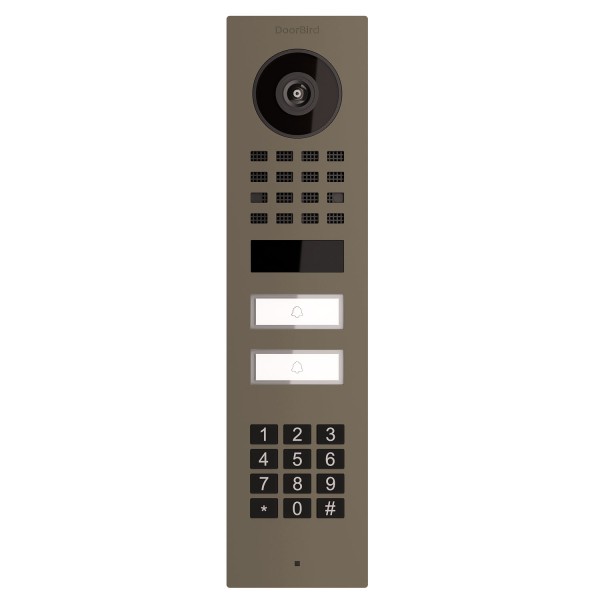 Opbouwdeurintercom Smart-ON for Two Doorbird D1102KV met Keypad module in beige grijs