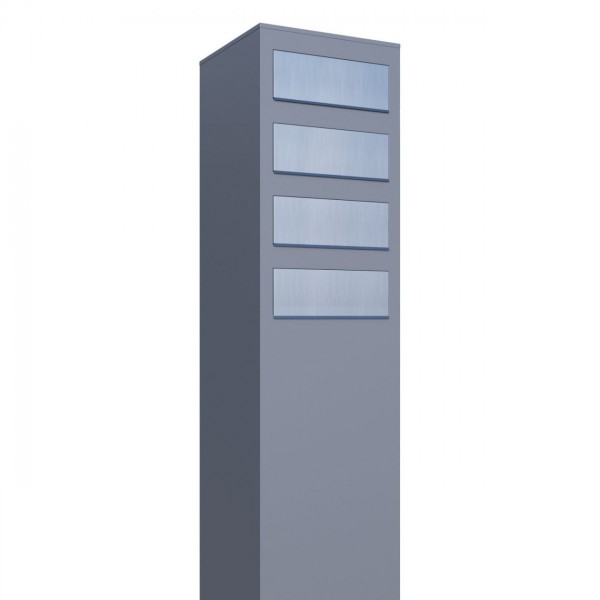 Postkastsysteem Monolith voor vier Grijs Mettallic met RVS inwerpklep