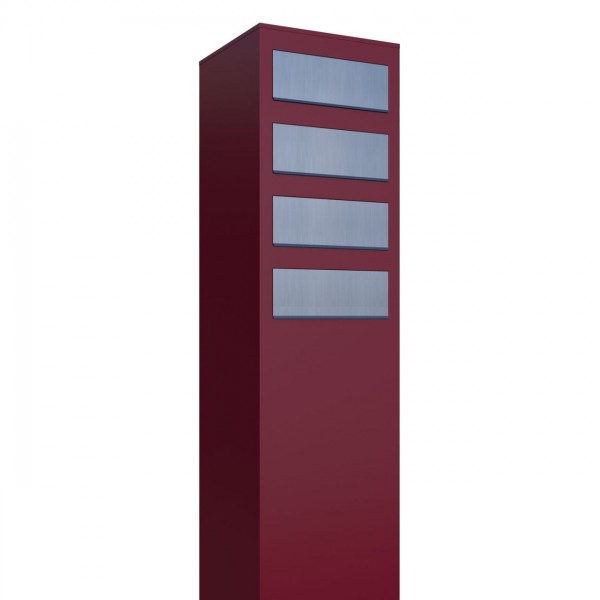 Postkastsysteem Monolith voor vier Rood met RVS inwerpklep