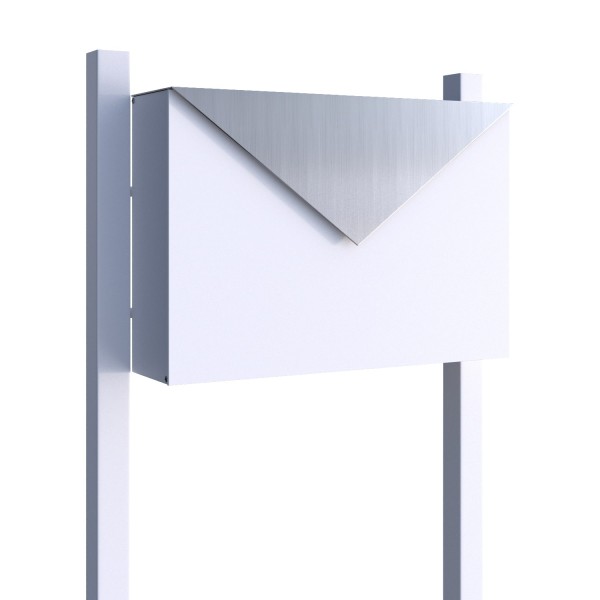 Vrijstaande brievenbus Letter Wit met RVS inwerpklep