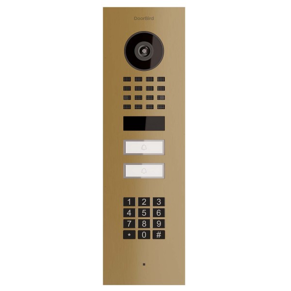 Inbouwdeurintercom Smart-IN for Two Doorbird D1102KV met Keypad module met Messing uitstraling