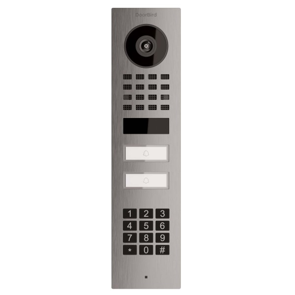 Opbouwdeurintercom Smart-ON for Two Doorbird D1102KV met Keypad module van roestvrij staal