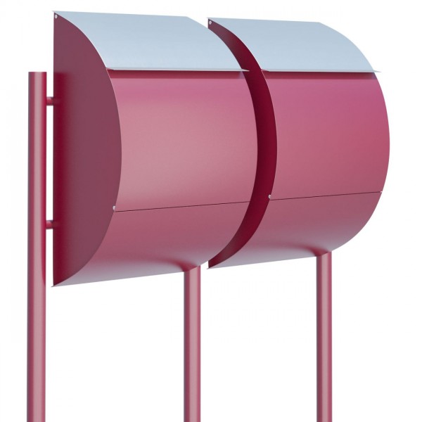 Postkastsysteem Jumbo voor twee Rood met RVS inwerpklep